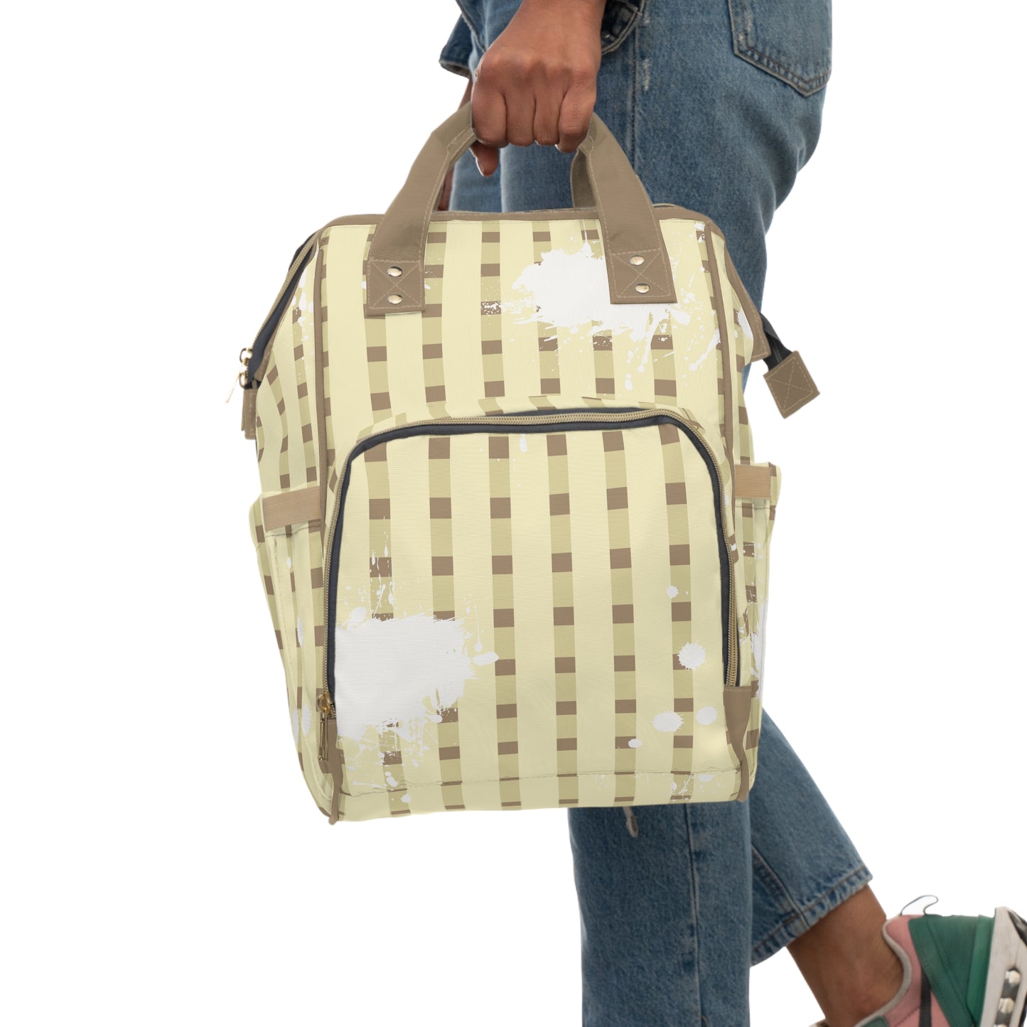 Plaid Splash, Multifunctional Diaper Backpack