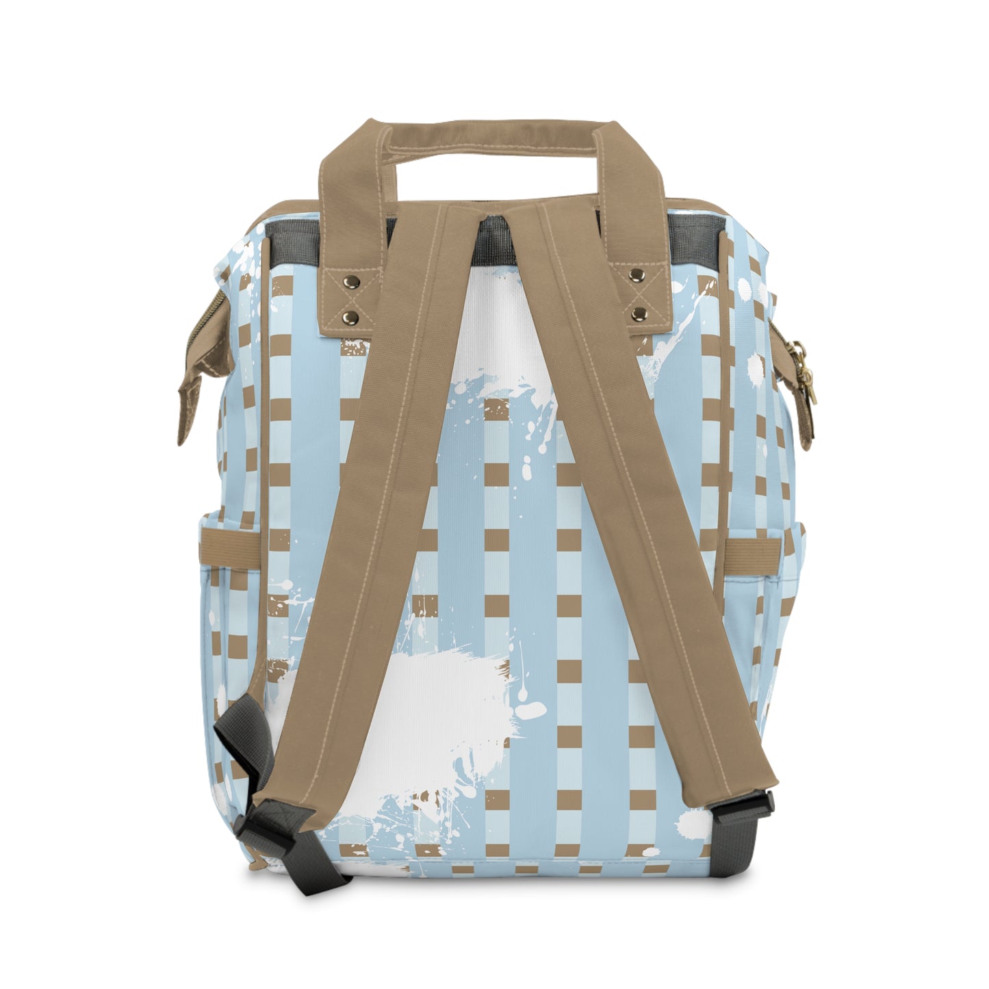 Plaid Blue Splash, Multifunctional Diaper Backpack