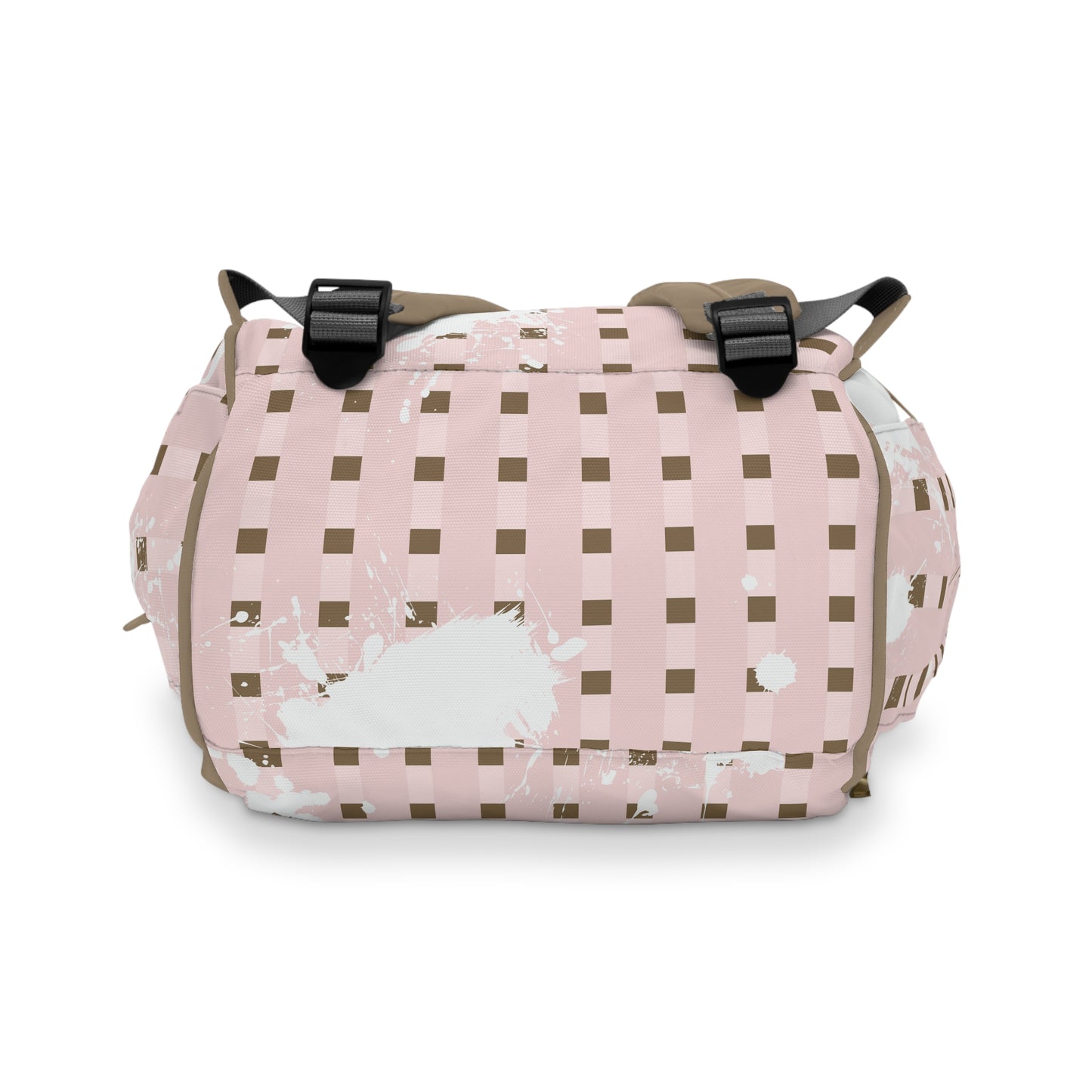 Plaid Pink Splash, Multifunctional Diaper Backpack