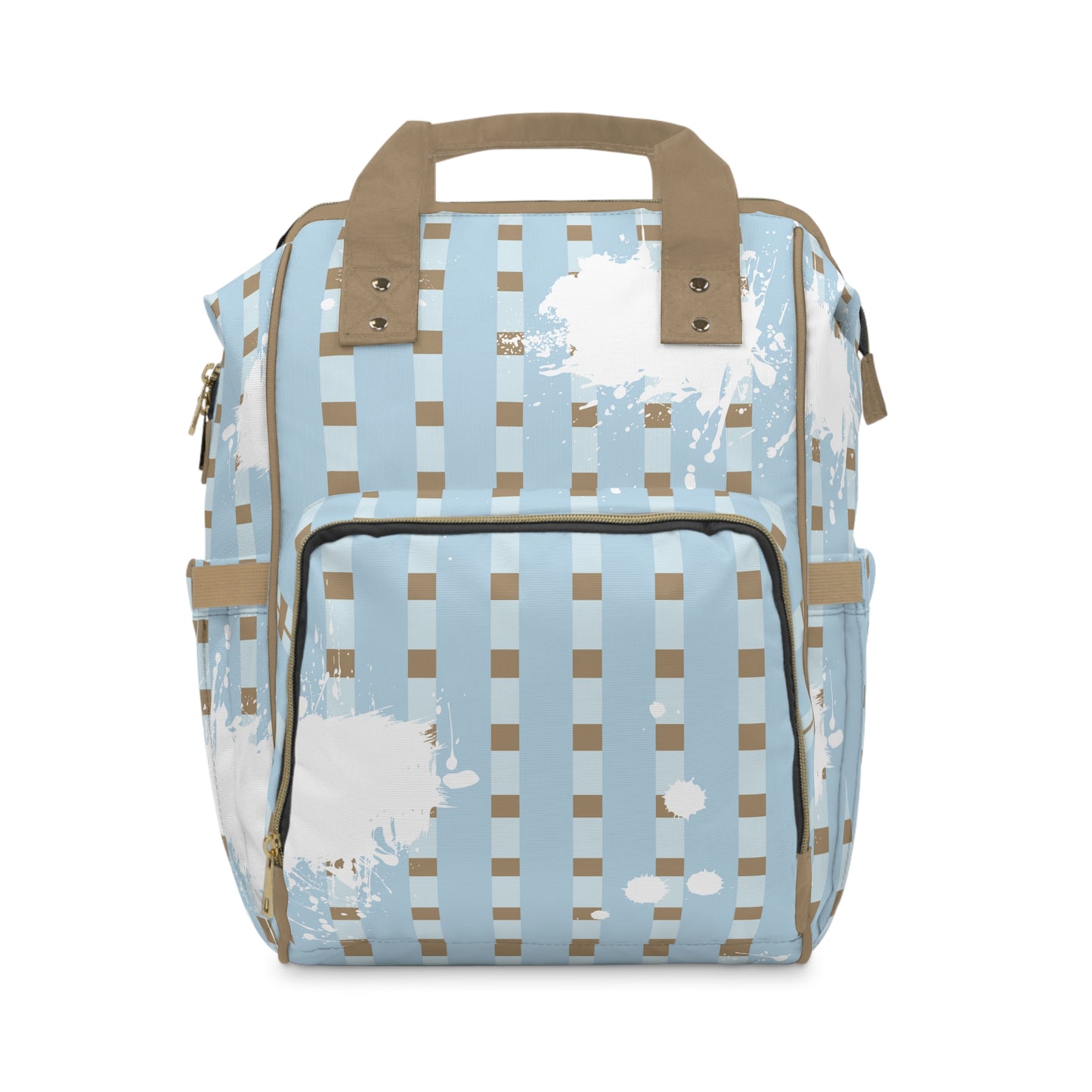 Plaid Blue Splash, Multifunctional Diaper Backpack
