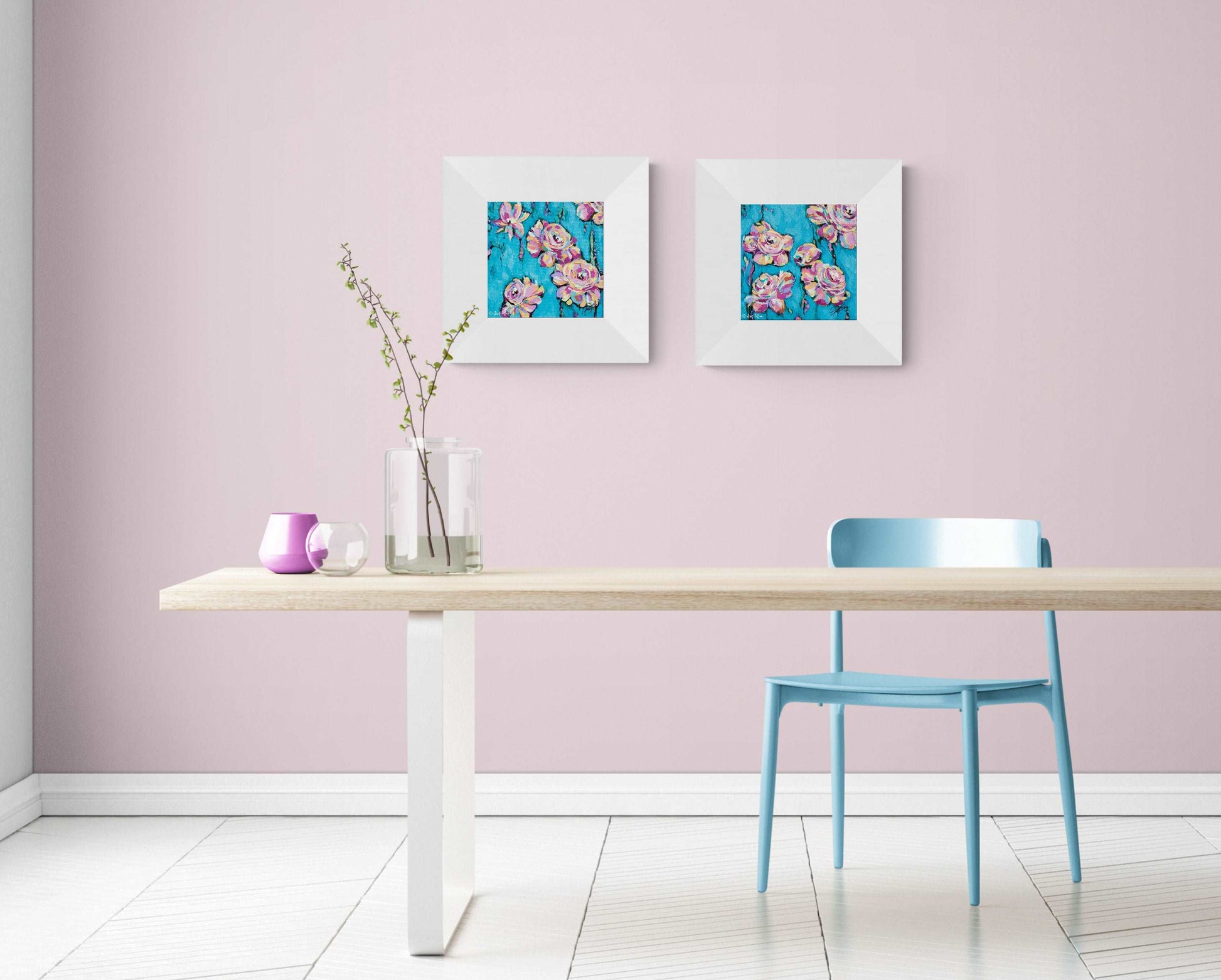 CLUSTER OF SPRING 1&2, Set of 2 Original abstract canvas paintings