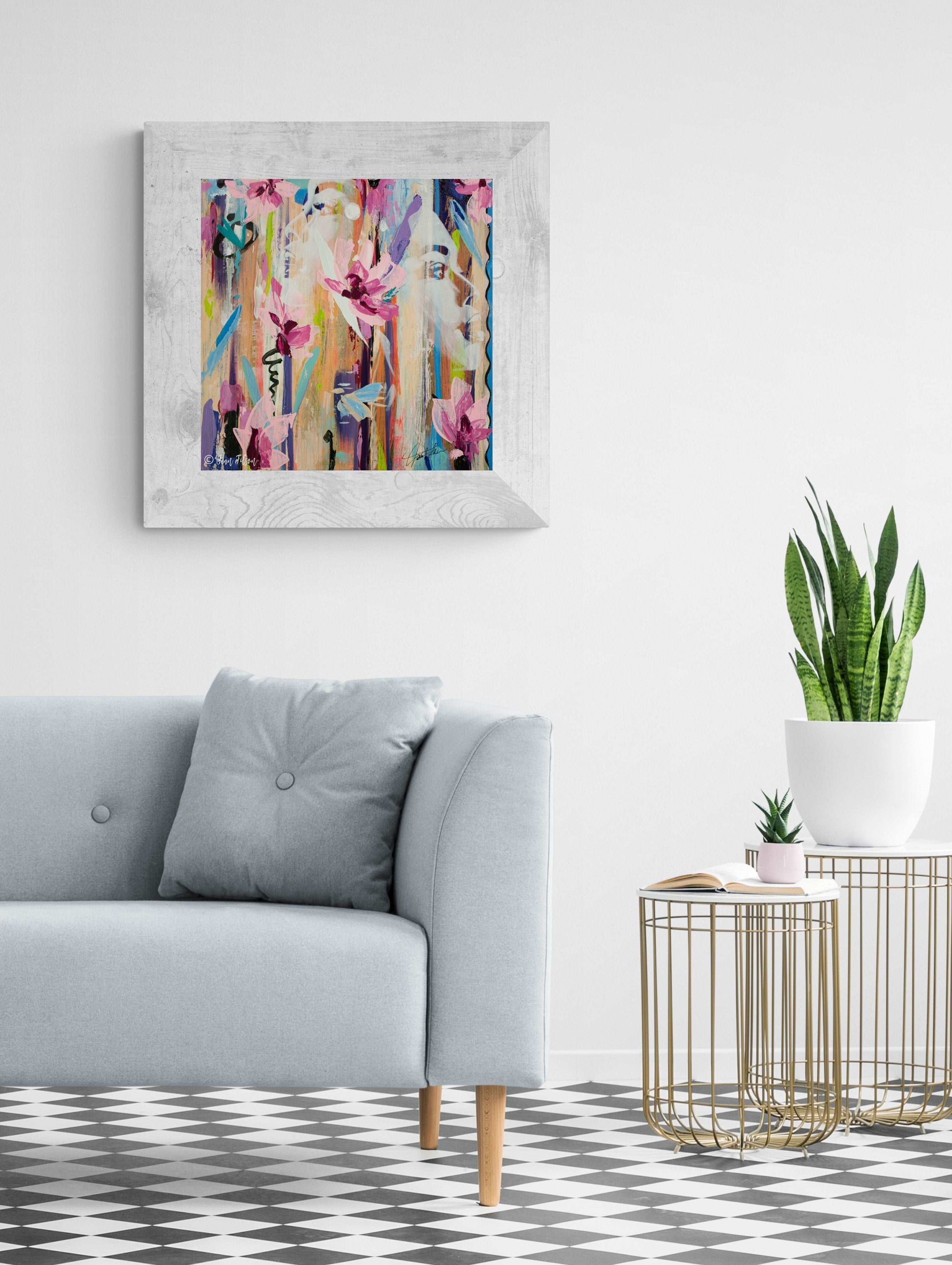 BEAUTY WITHIN, Original abstract canvas painting for sale, Abstract Art floral, Abstract face