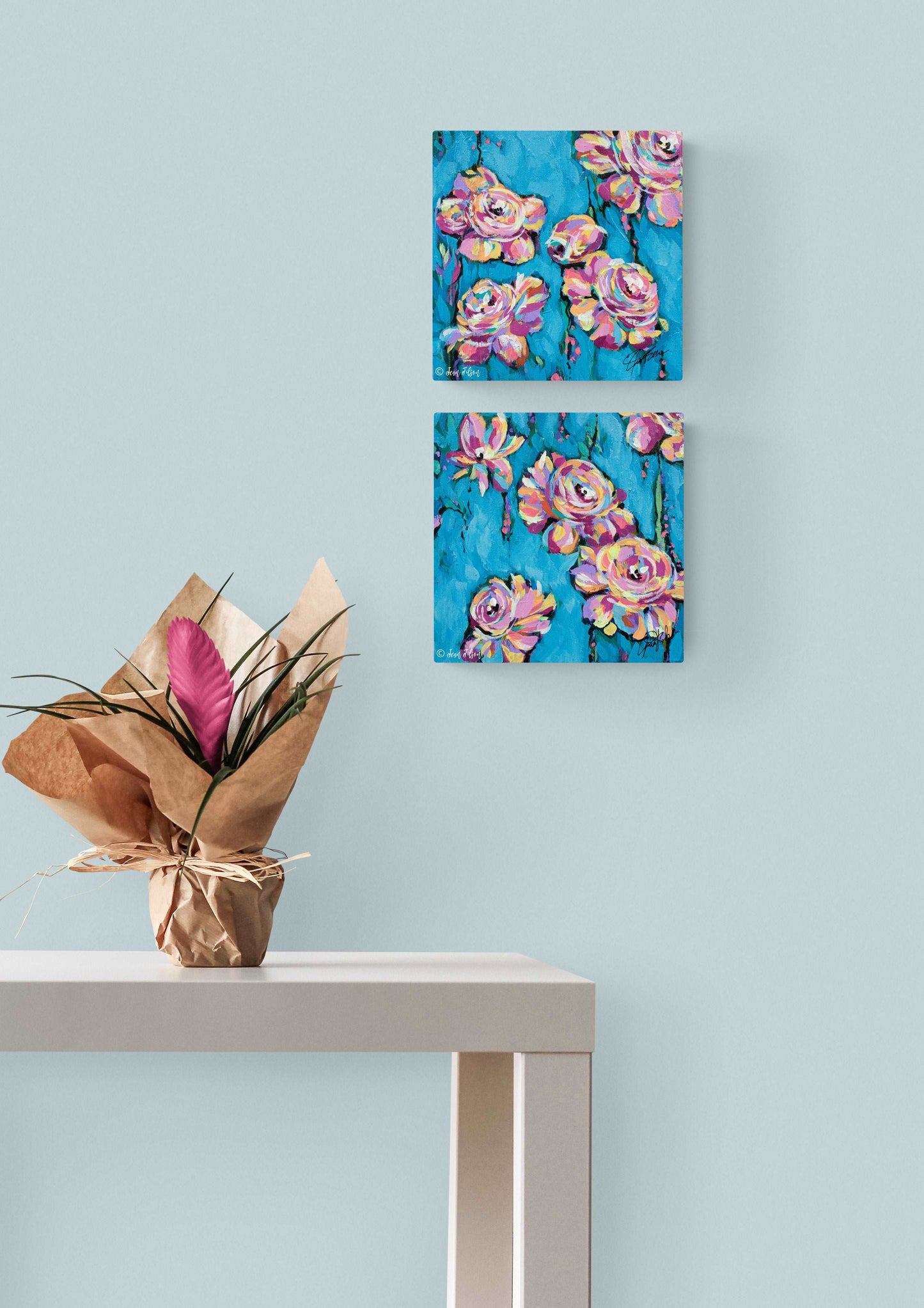 CLUSTER OF SPRING 1&2, Set of 2 Original abstract canvas paintings