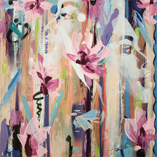 BEAUTY WITHIN, Original abstract canvas painting for sale, Abstract Art floral, Abstract face