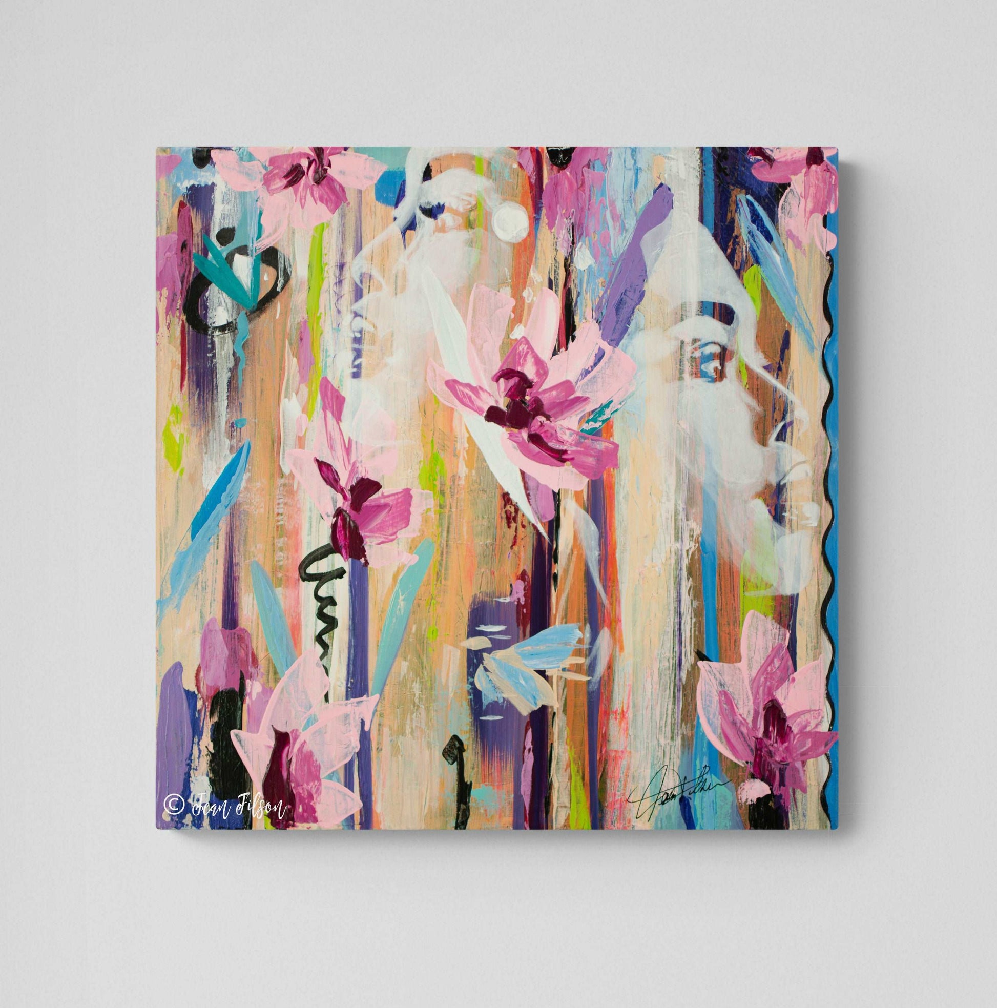 BEAUTY WITHIN, Original abstract canvas painting for sale, Abstract Art floral, Abstract face