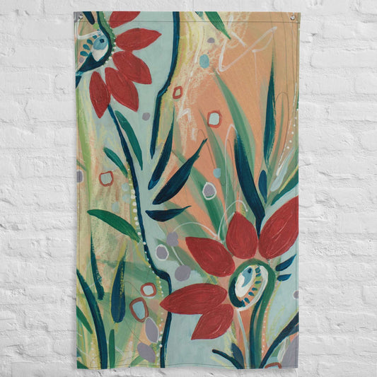 Footsteps in the Distance 3 Tapestry Flag