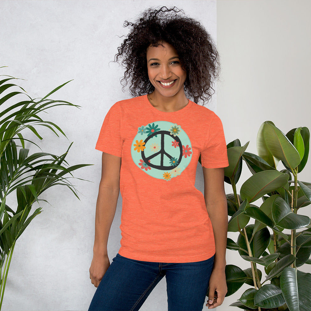 Peace sign, Peace symbol with flowers t-shirt