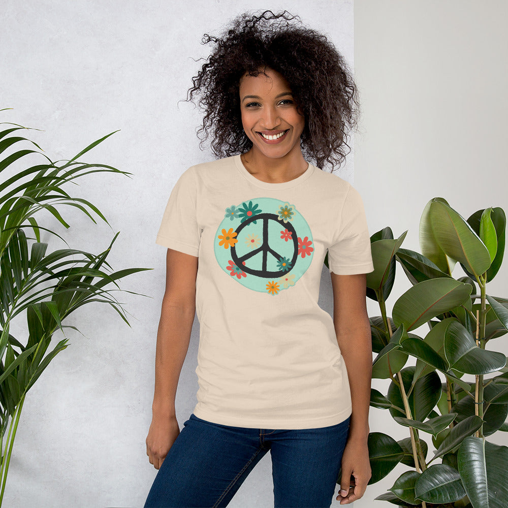 Peace sign, Peace symbol with flowers t-shirt