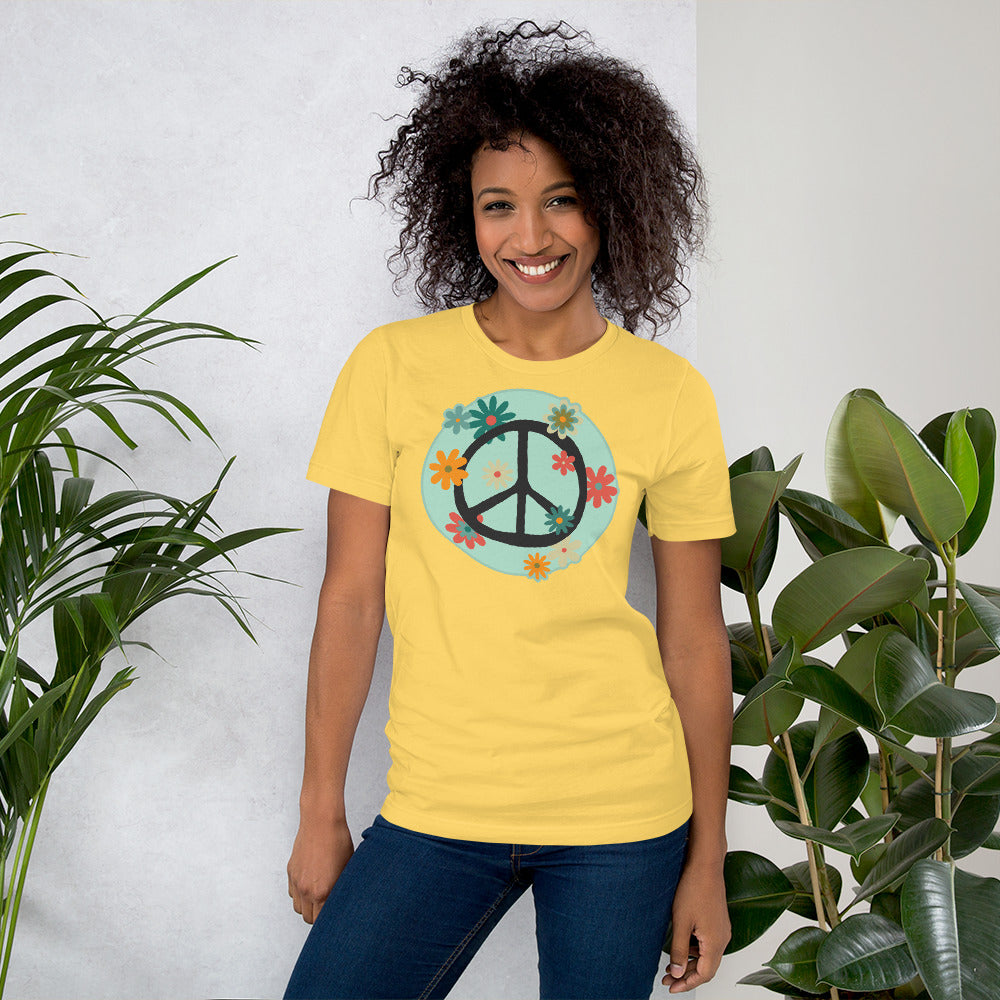 Peace sign, Peace symbol with flowers t-shirt