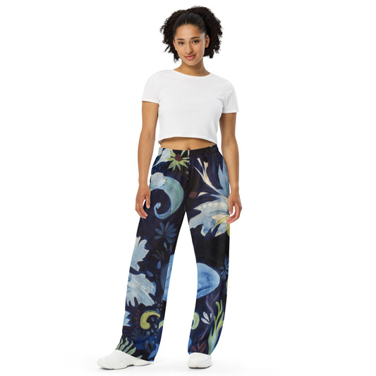Blue Nightfall 3  unisex wide-leg pants
