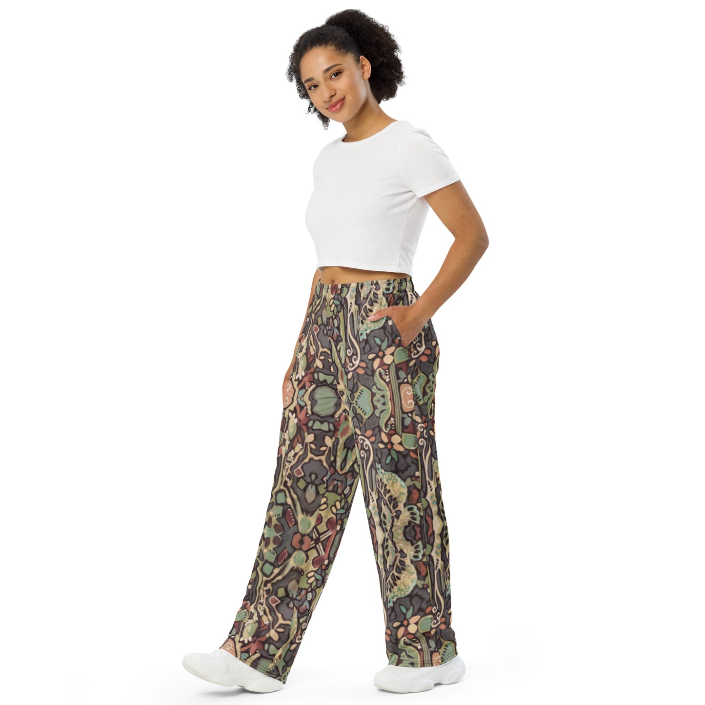Wild Floret, unisex wide-leg pants
