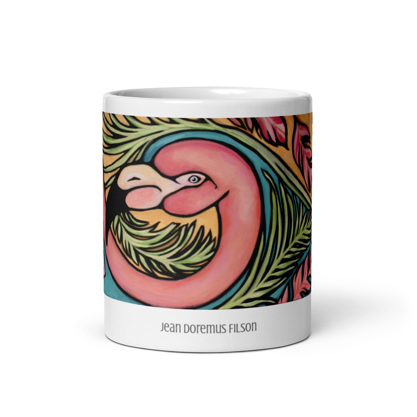 Flamingo Baby, White glossy mug