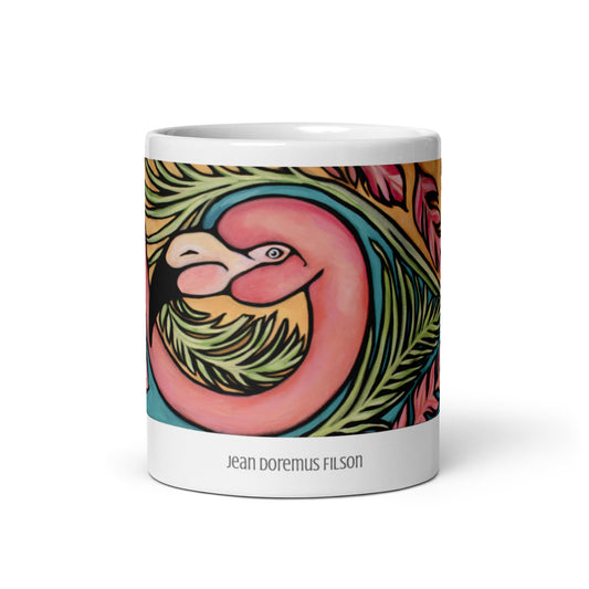 Flamingo Baby, White glossy mug