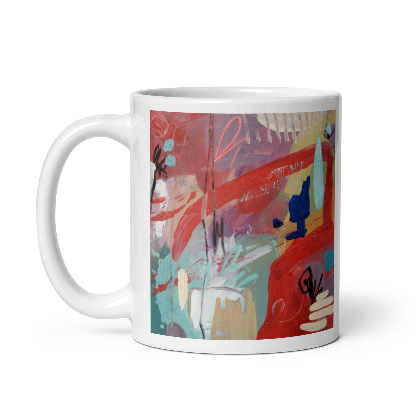 Red Dog, White glossy mug