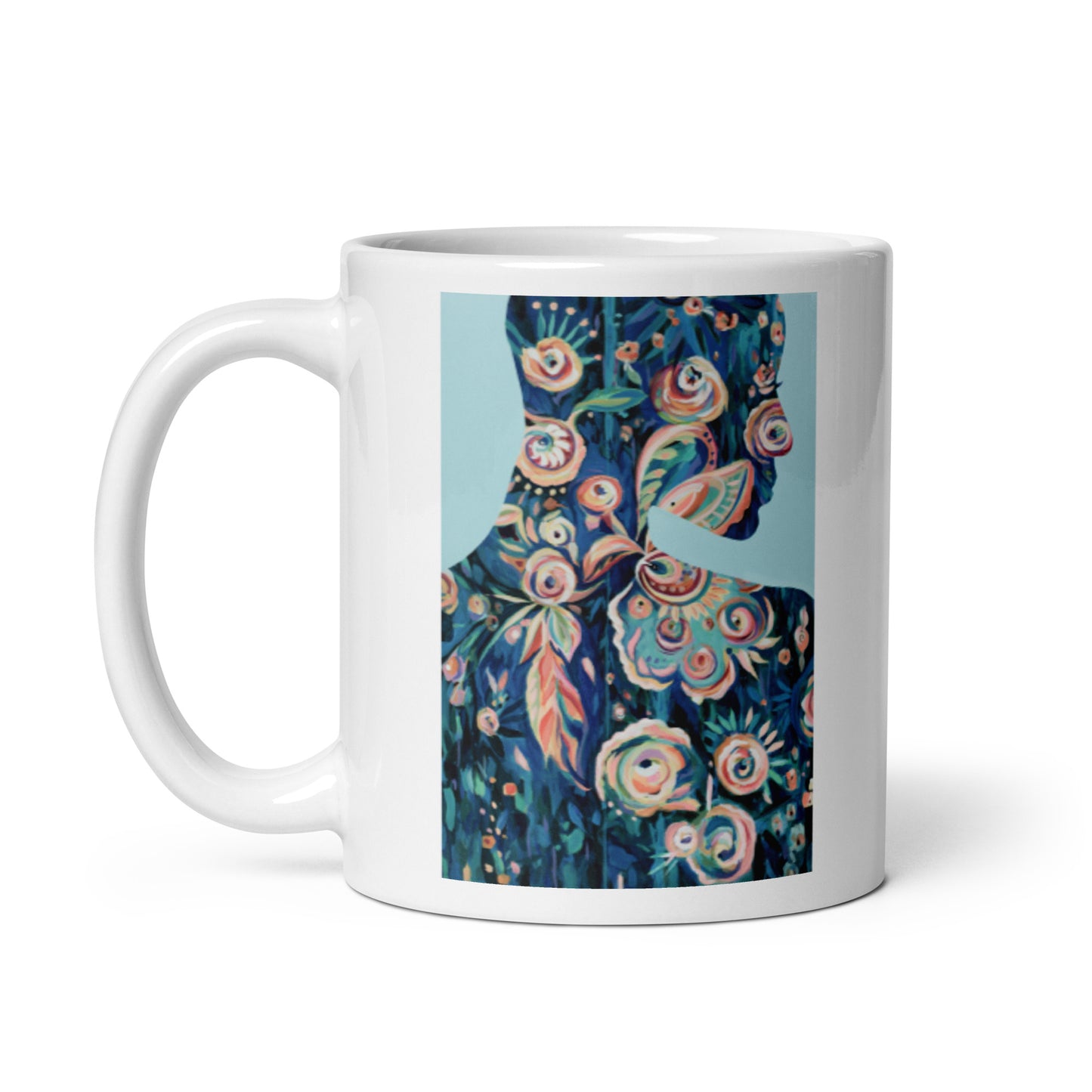 Boho Mama, White glossy mug