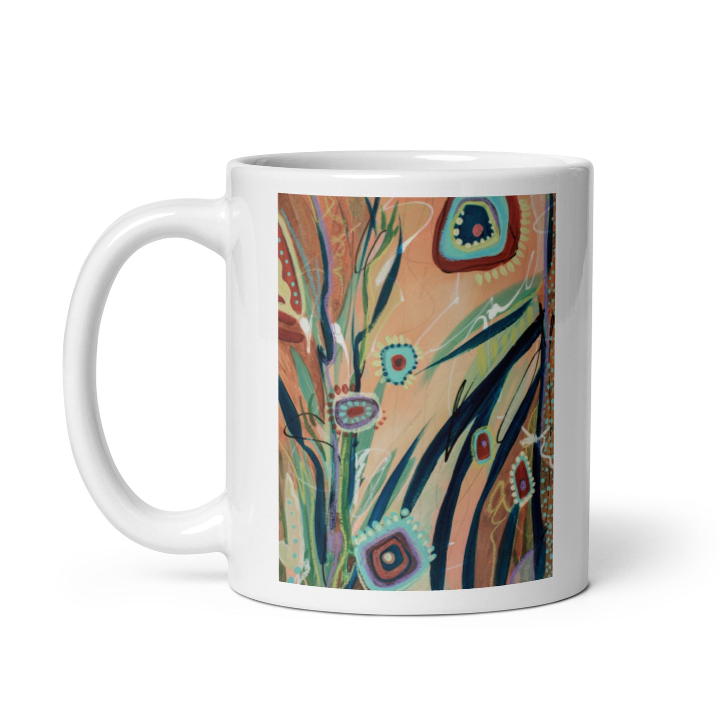Footsteps in the distance, White glossy mug