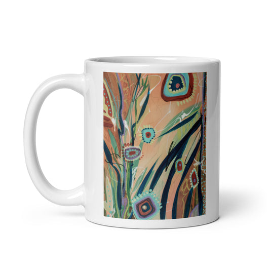 Footsteps in the distance, White glossy mug