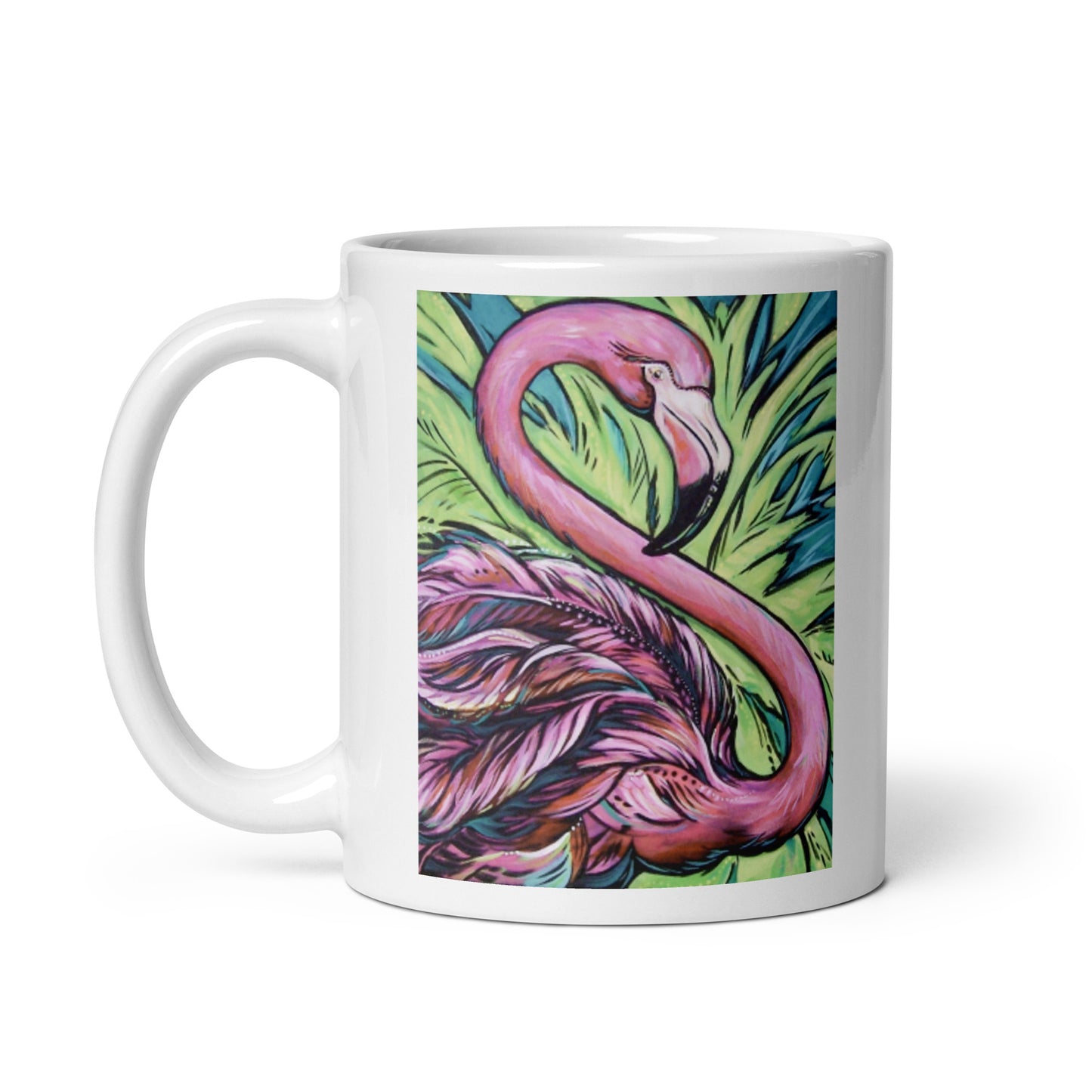 High Tide, Flamingo White glossy mug