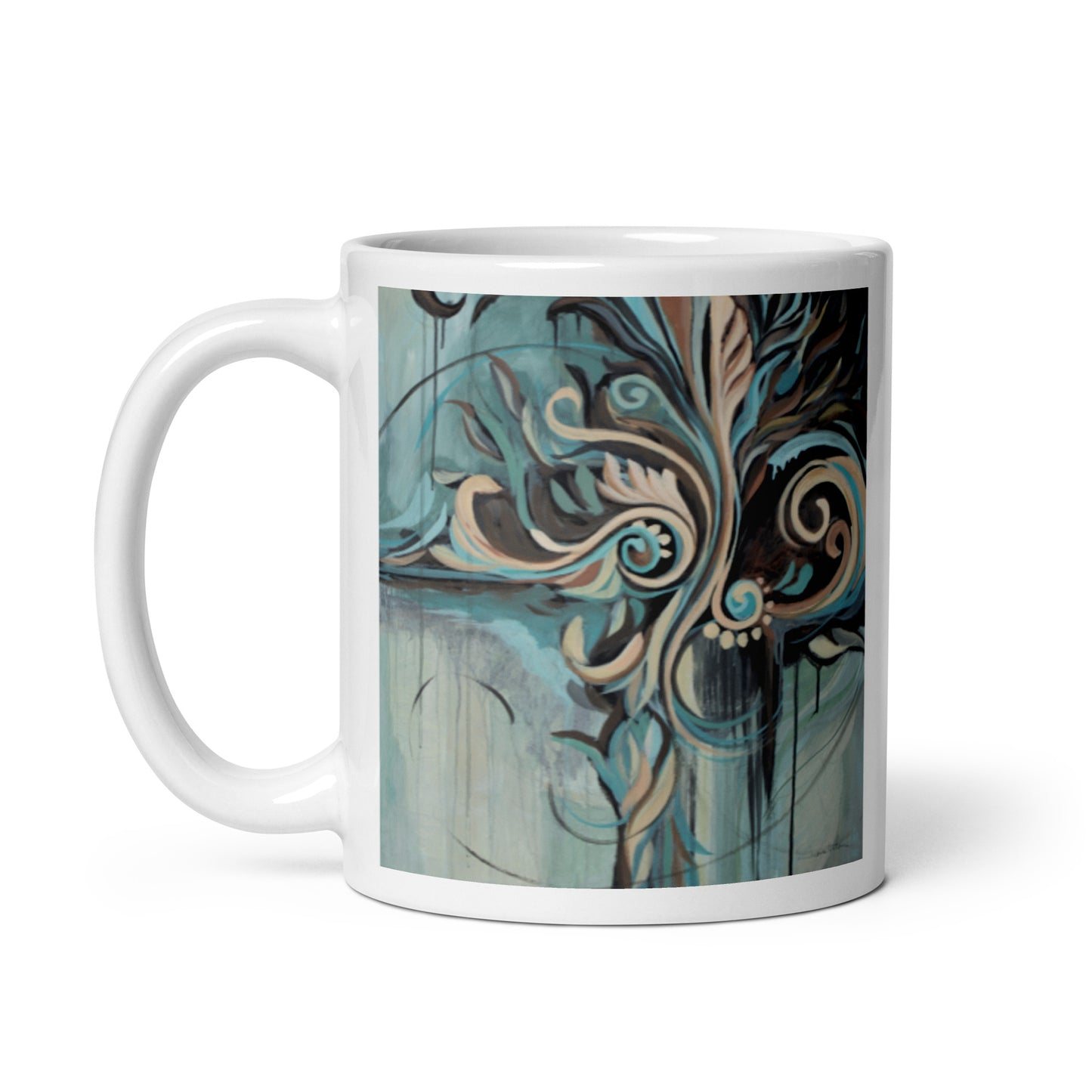 Flourish with Freedom, White glossy mug