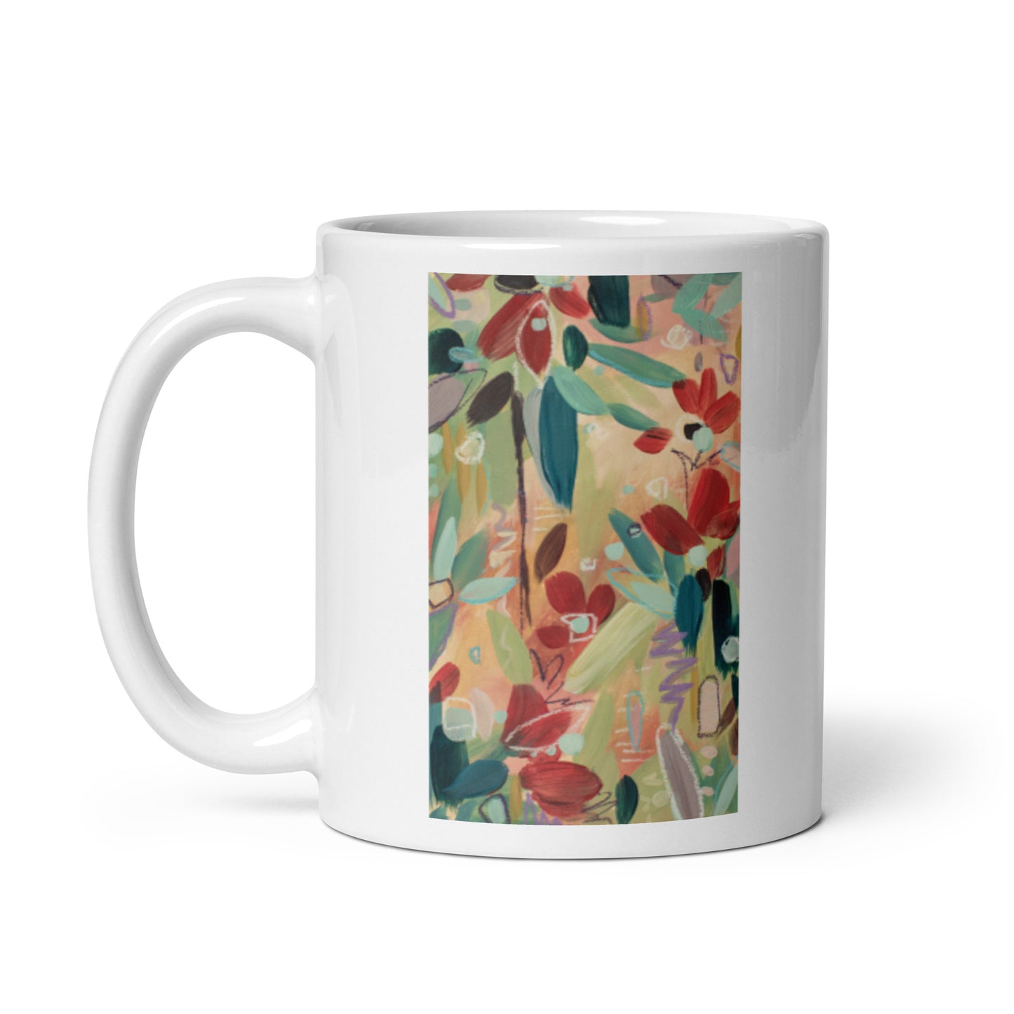 Asking for Flowers, White glossy mug