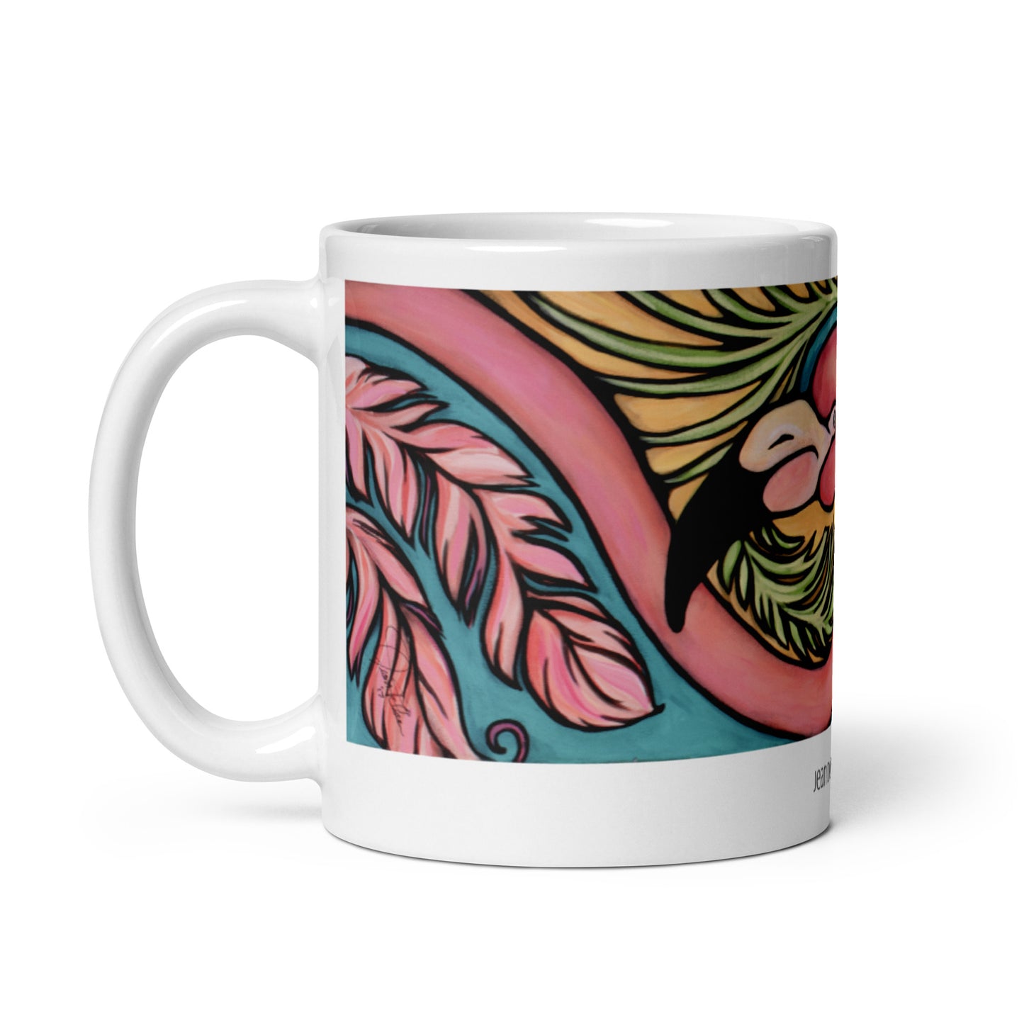 Flamingo Baby, White glossy mug