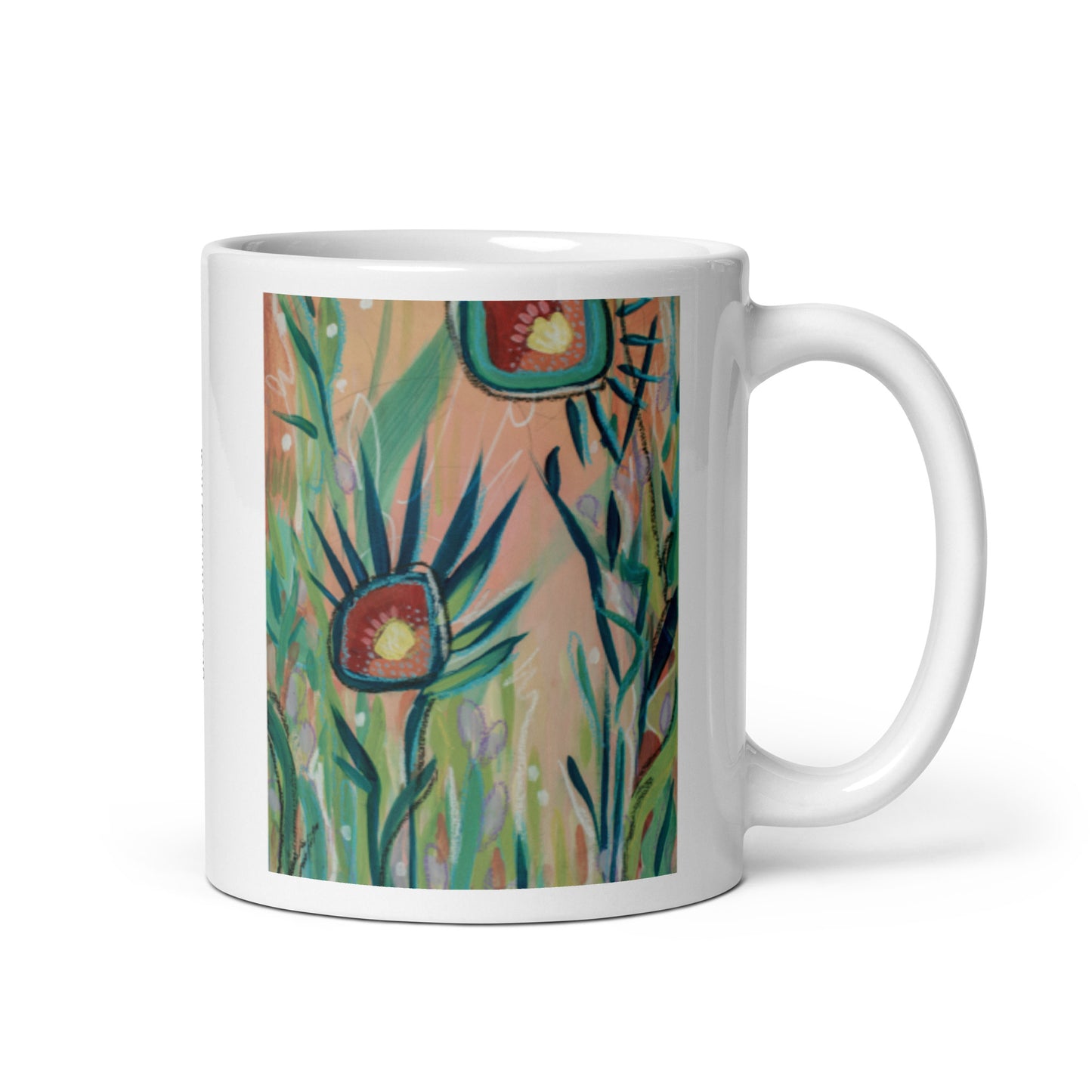 Footsteps in the distance, White glossy mug
