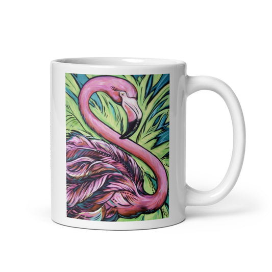 High Tide, Flamingo White glossy mug