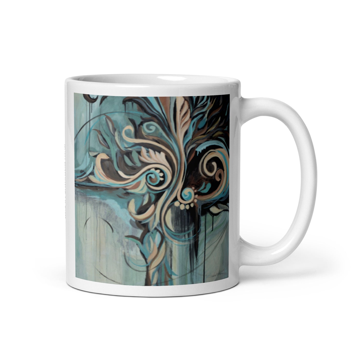 Flourish with Freedom, White glossy mug
