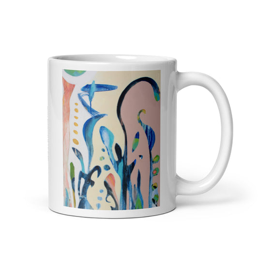 Dove, White glossy mug