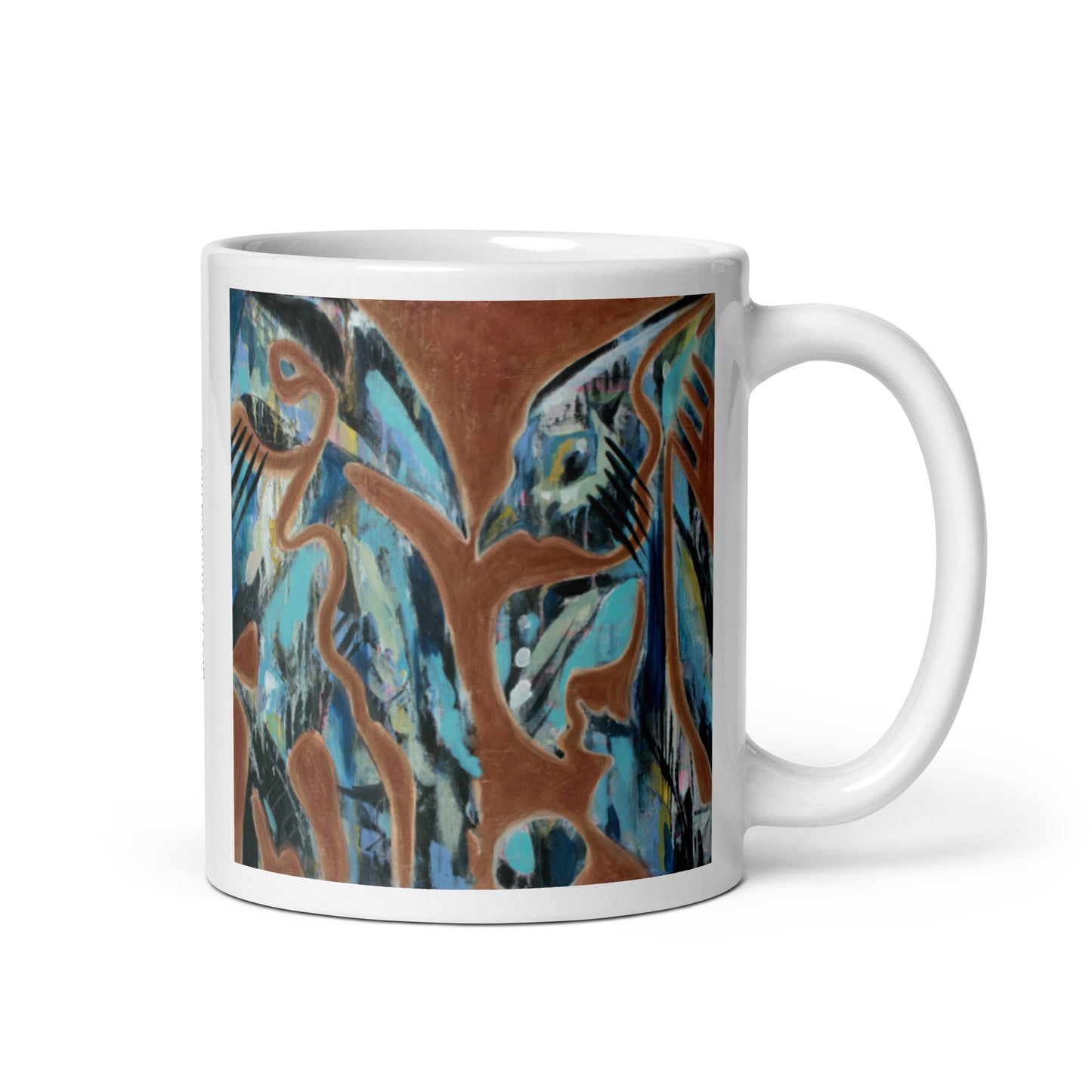 Crow & Parrot, White glossy mug