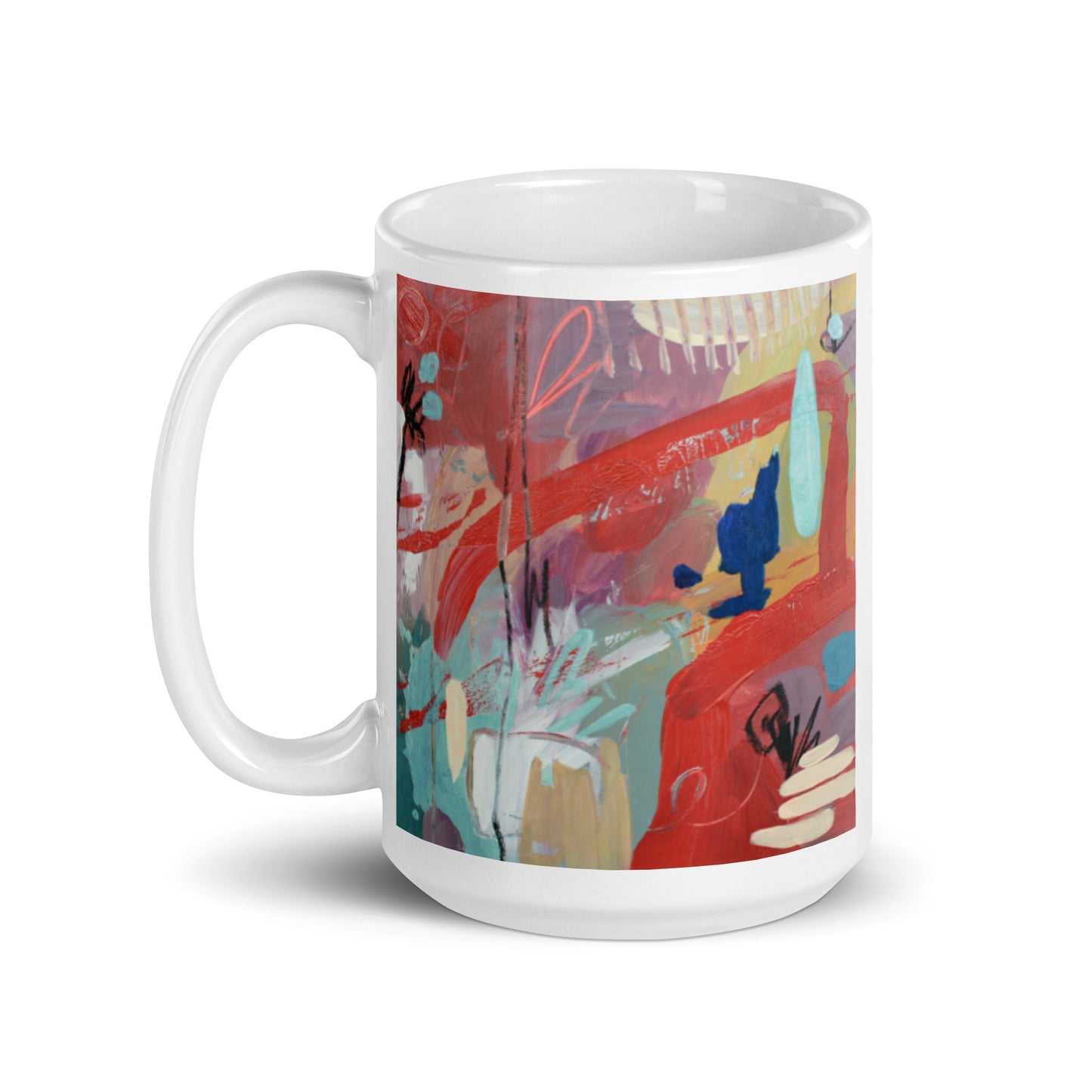Red Dog, White glossy mug