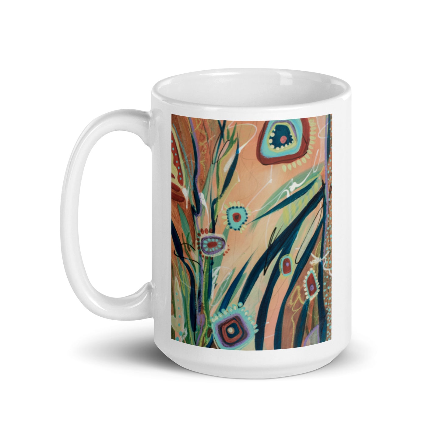 Footsteps in the distance, White glossy mug