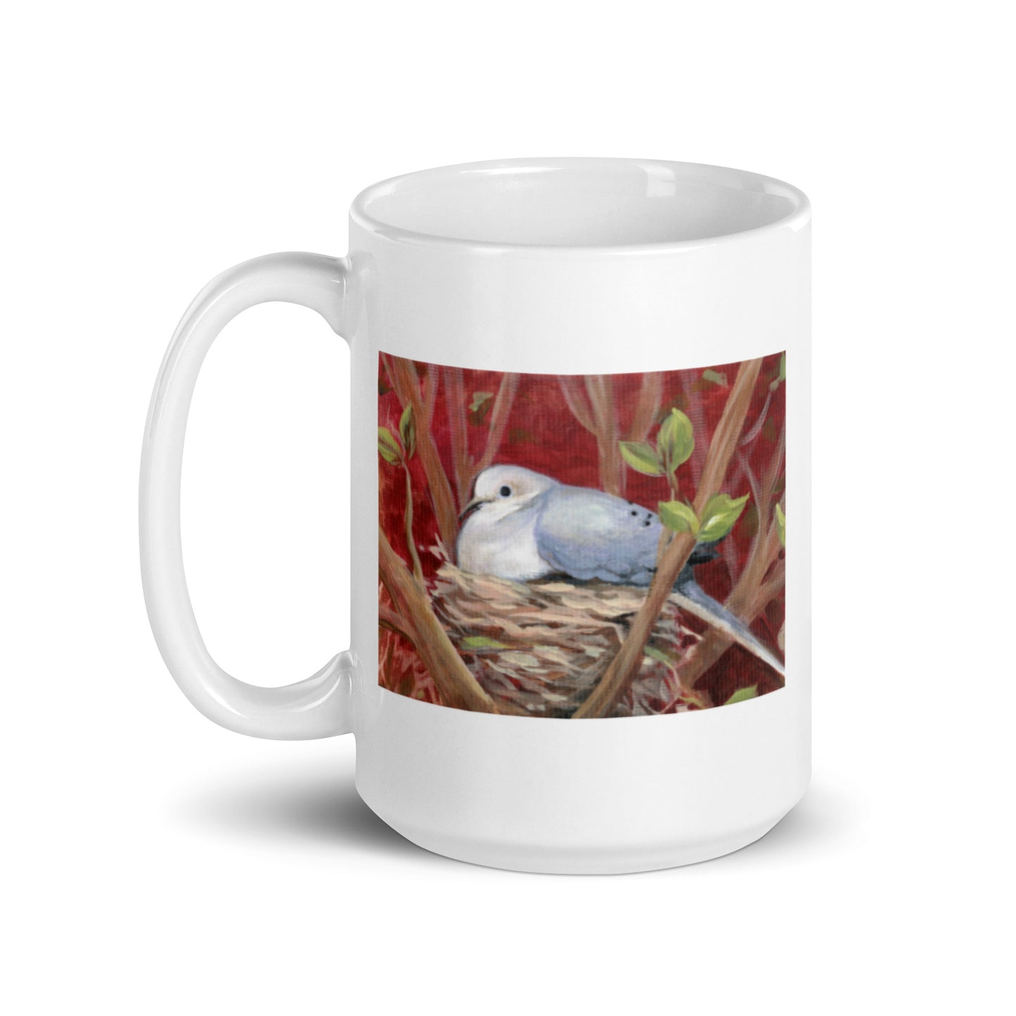 Morning Dove, White glossy mug