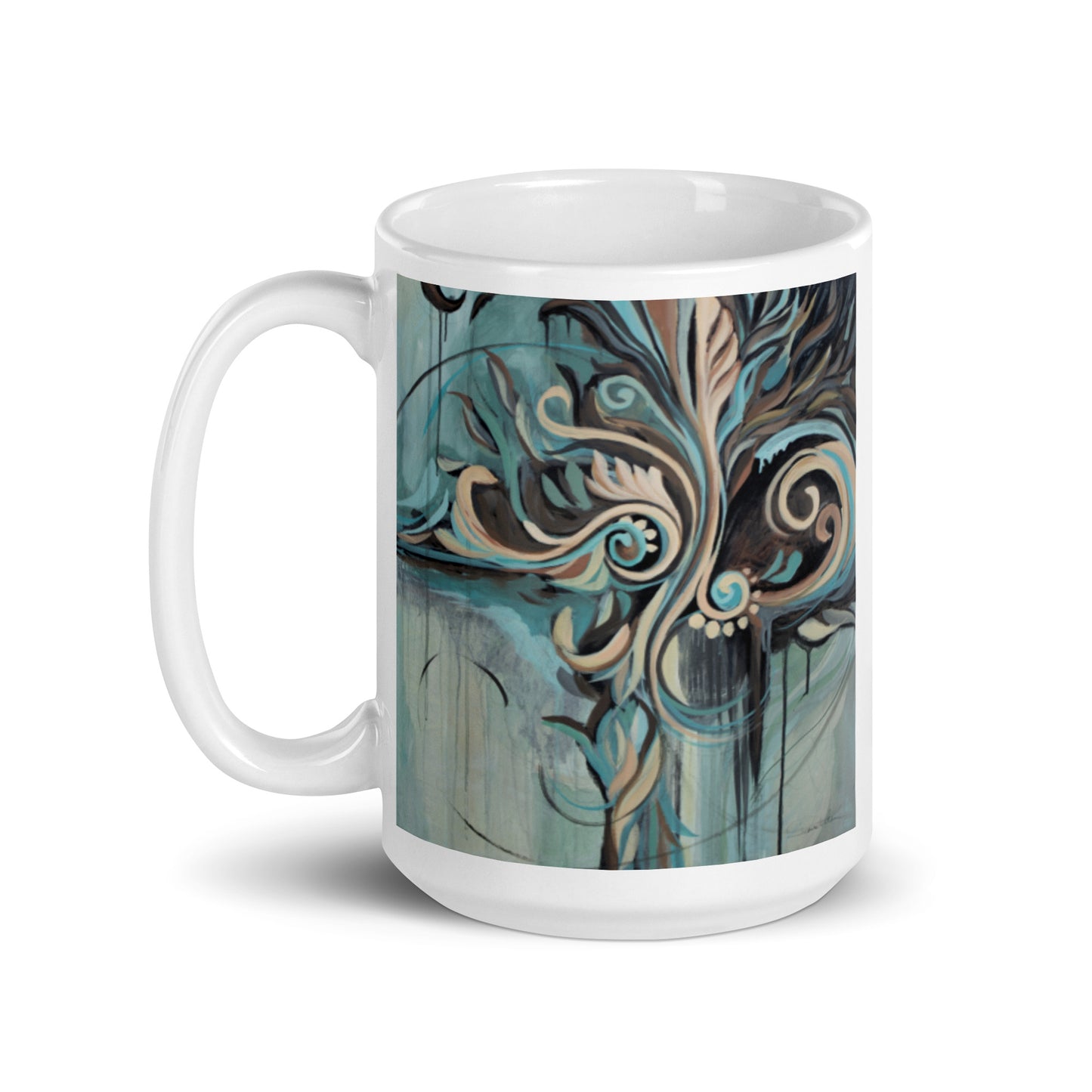 Flourish with Freedom, White glossy mug