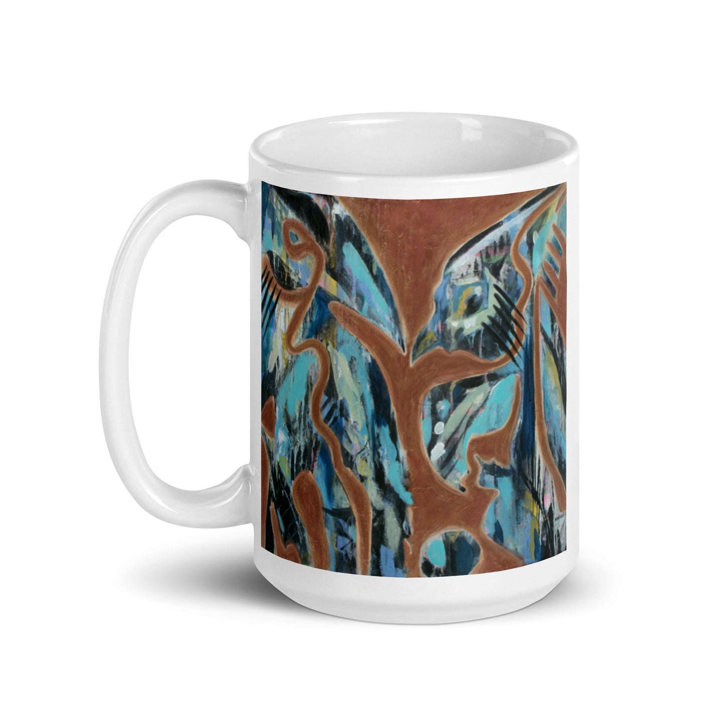 Crow & Parrot, White glossy mug