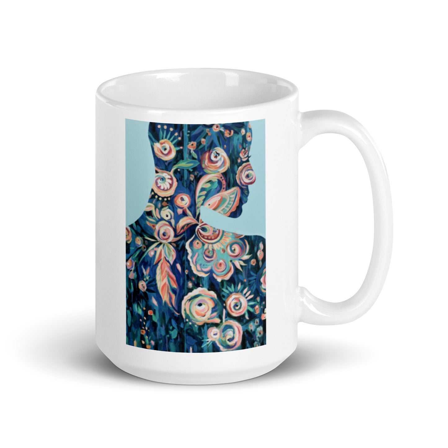 Boho Mama, White glossy mug