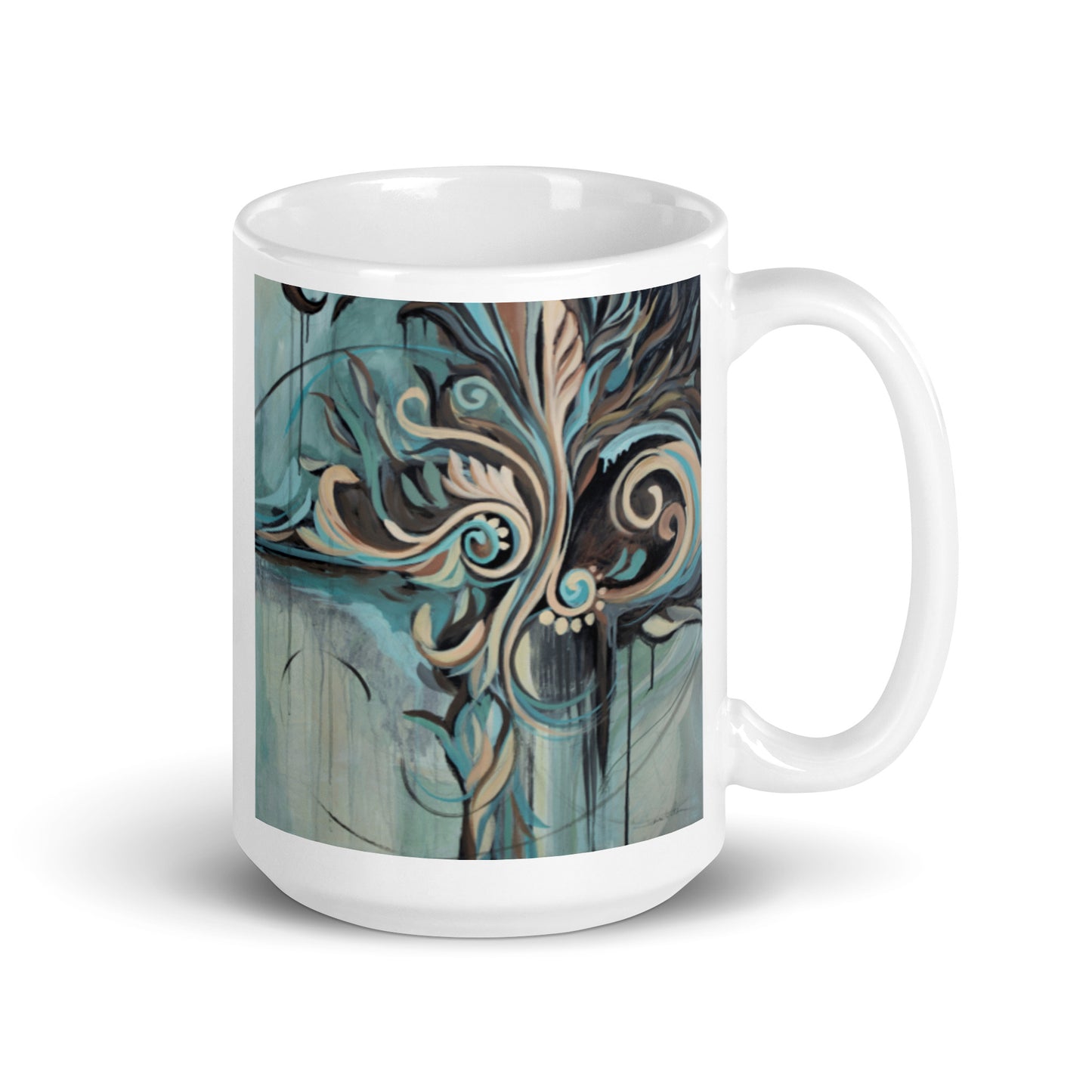 Flourish with Freedom, White glossy mug