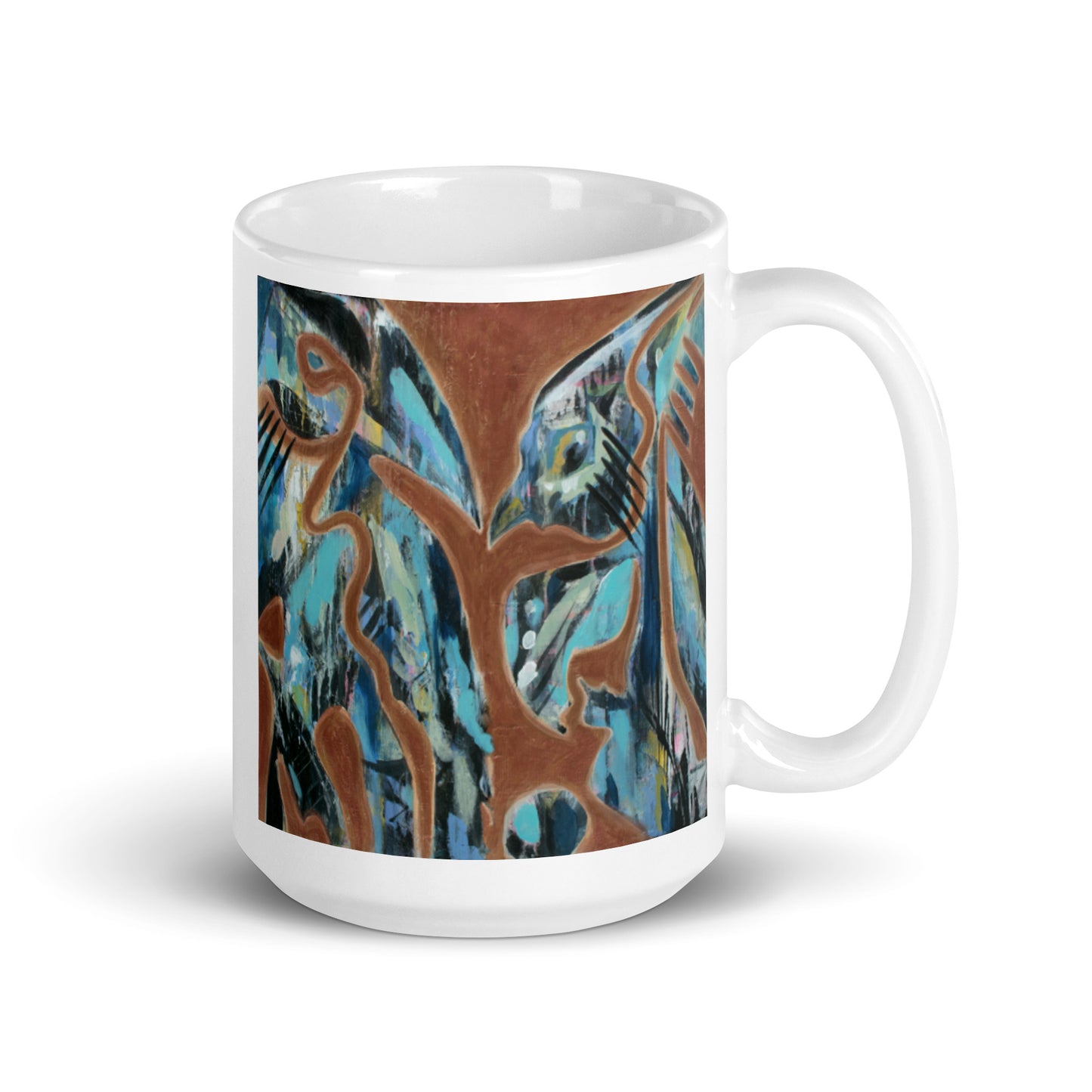 Crow & Parrot, White glossy mug