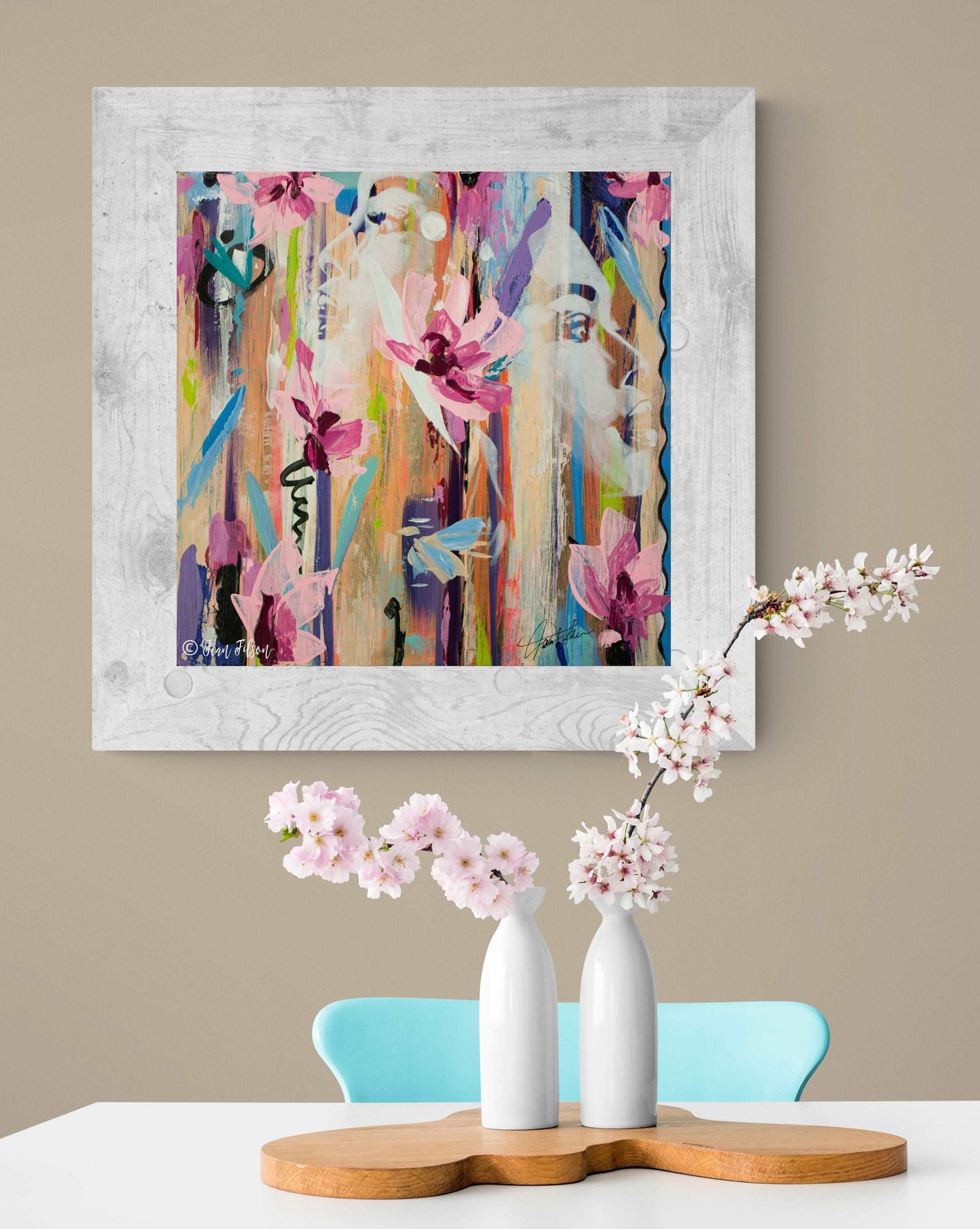 BEAUTY WITHIN, Original abstract canvas painting for sale, Abstract Art floral, Abstract face
