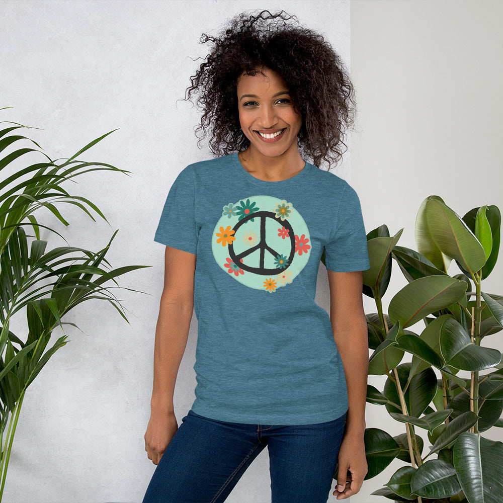 Peace sign, Peace symbol with flowers t-shirt