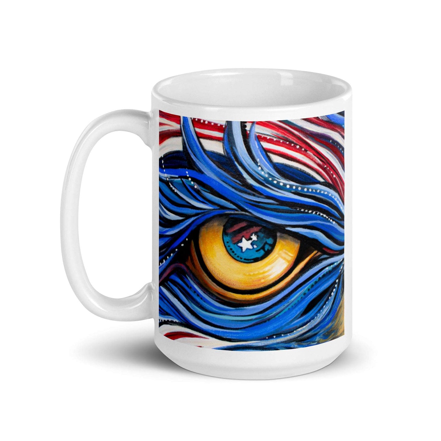 Eagle Eye, White glossy mug