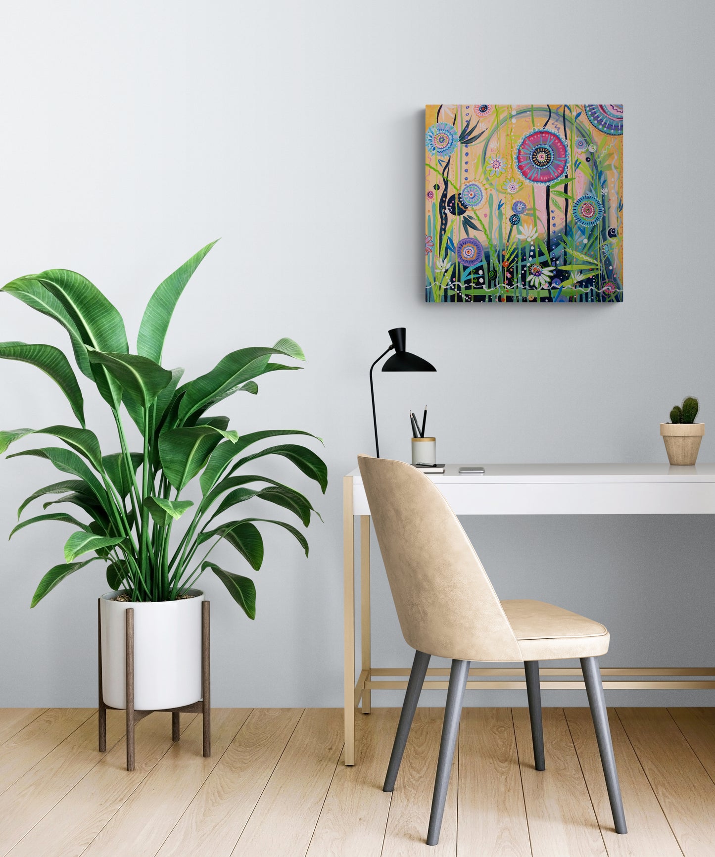 SONG OF SPRING, Original abstract canvas painting for sale, Abstract Art floral
