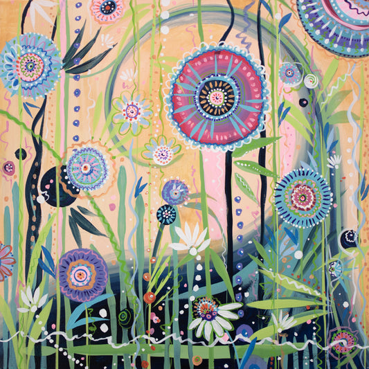 SONG OF SPRING, Original abstract canvas painting for sale, Abstract Art floral