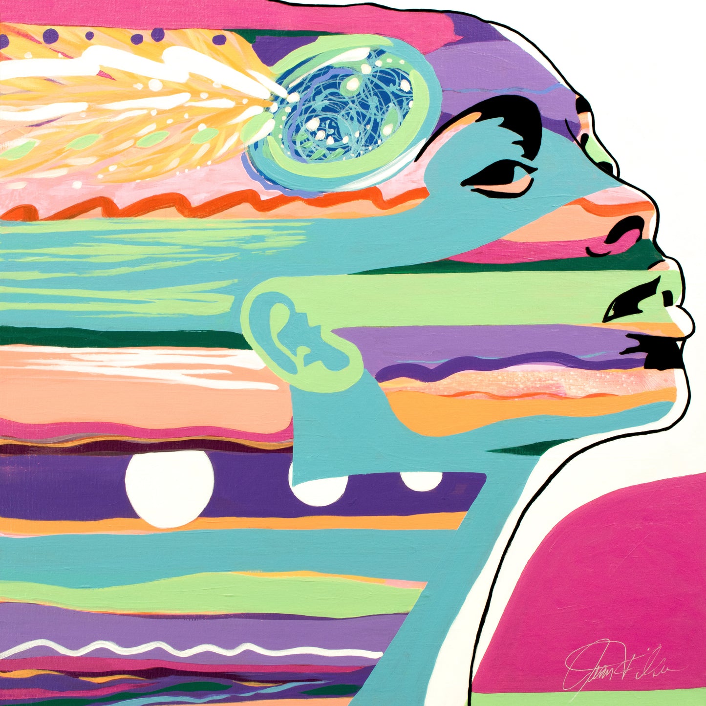 FREE SPIRIT, Original abstract canvas painting for sale, abstract face, bold graphic face