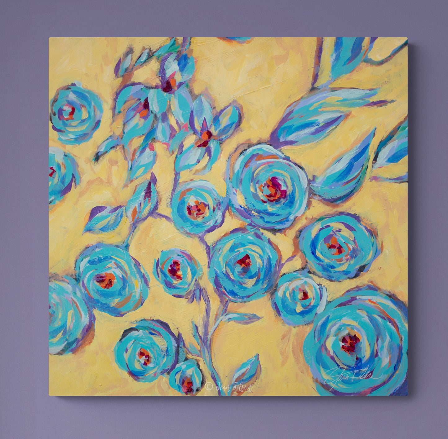 SUMMER LOVE, Original abstract canvas painting for sale, Abstract Art floral