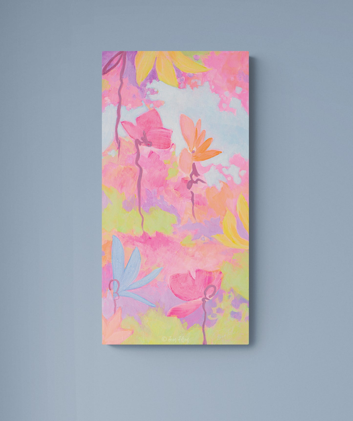 GARDEN PINK 1&2, Set of 2 Original abstract canvas painting for sale, Abstract Art floral, pink