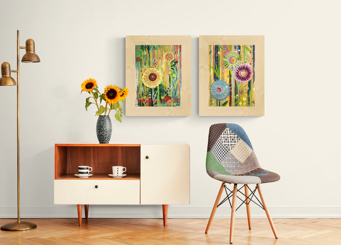 PICNIC DAY BLING, Original abstract painting for sale, Abstract Art floral