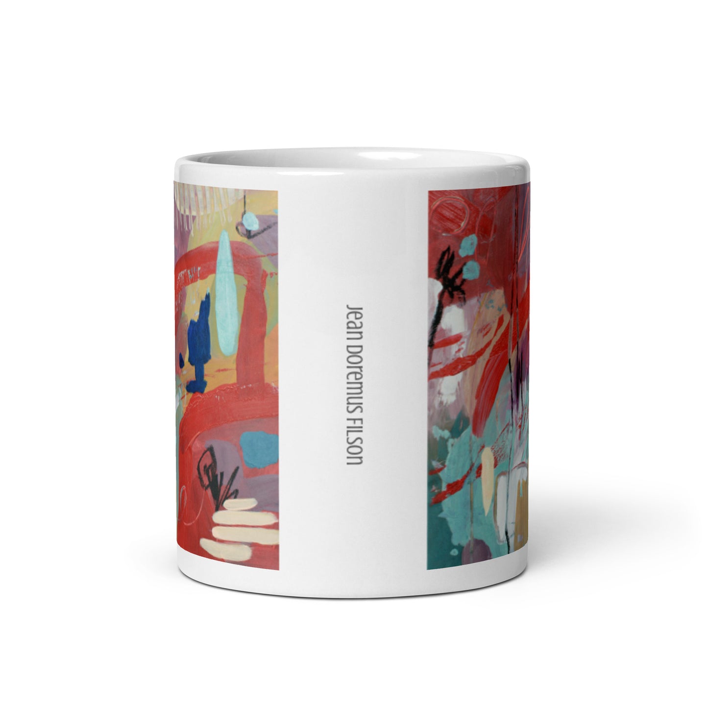 Red Dog, White glossy mug