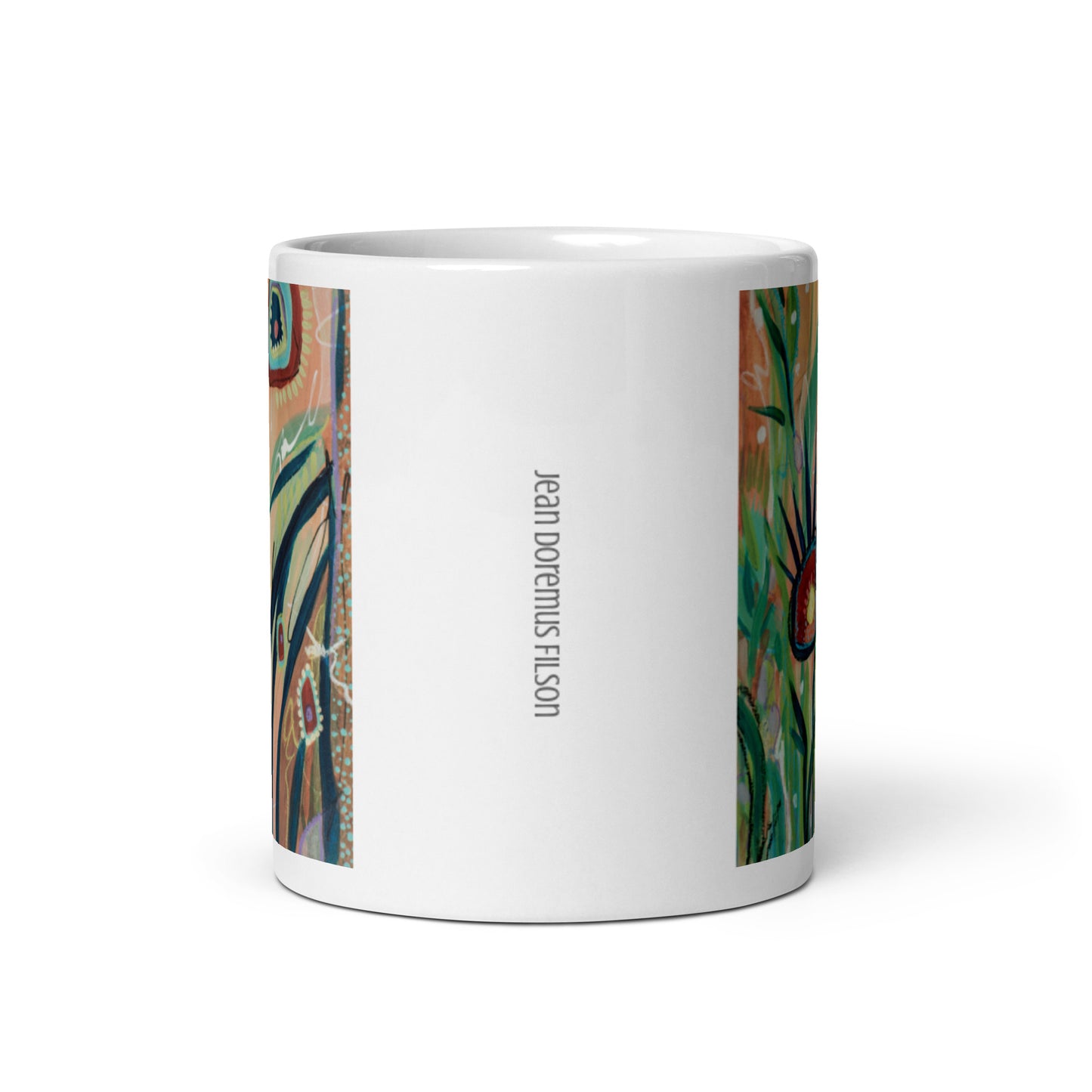 Footsteps in the distance, White glossy mug