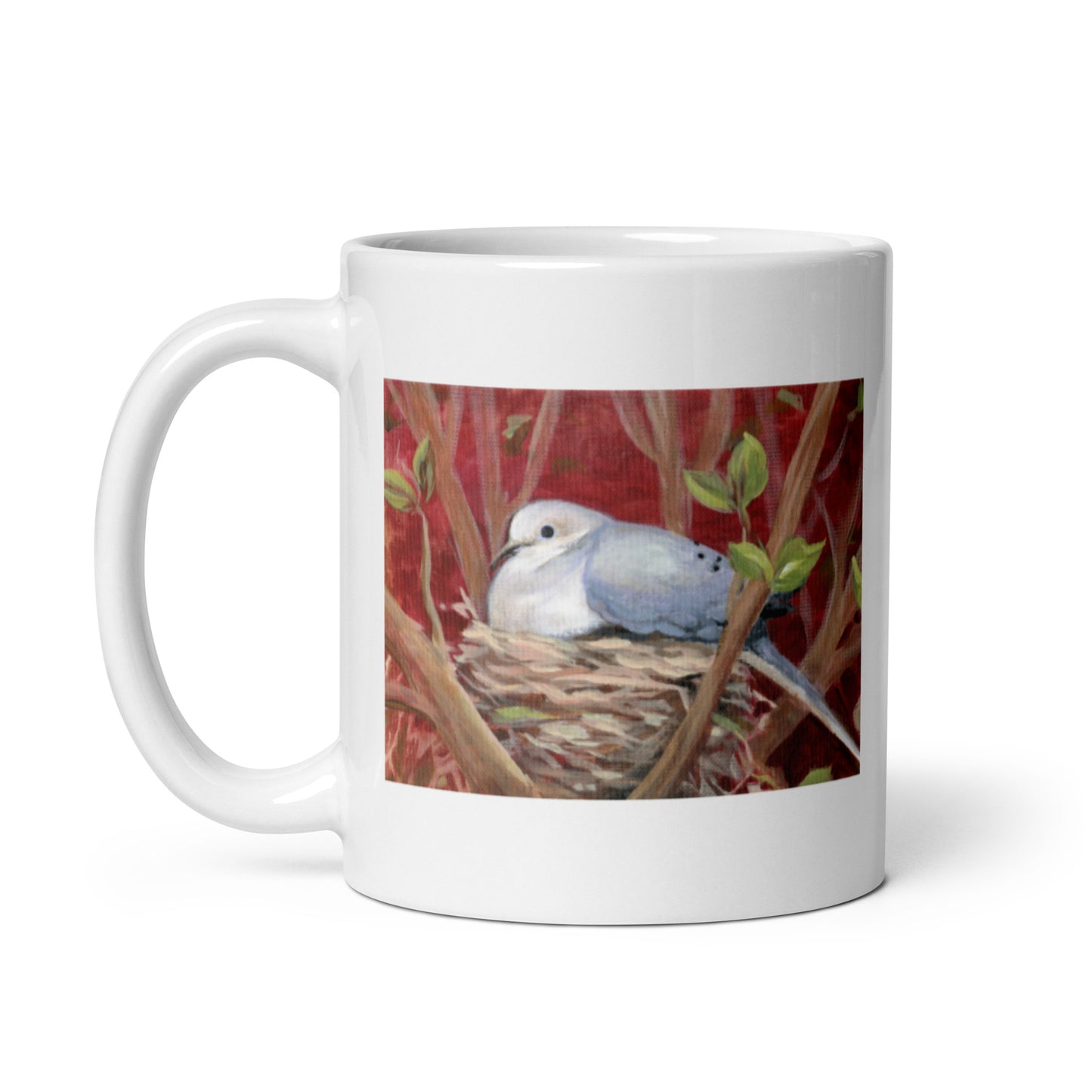 Morning Dove, White glossy mug